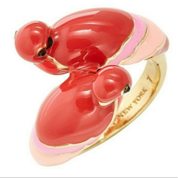 kate spade Jewelry - Kate Spade NWOT Pink/Red Enamel Parrot Ring Size 8